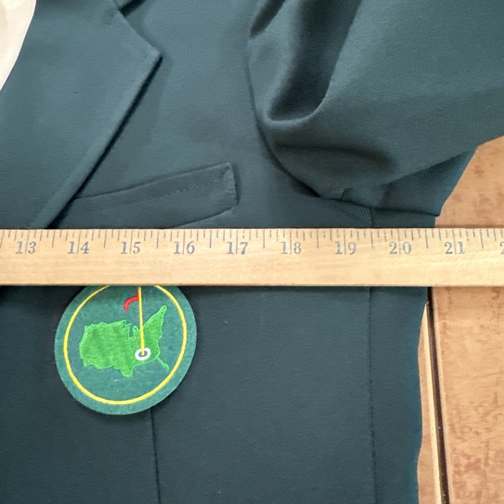 Custom Blazer Sz 38R Green Solid Masters Golf Patch Gold Buttons Sport Coat USA - Picture 6 of 10
